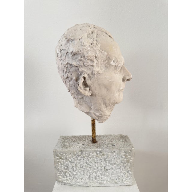 Stone Plaster Sculpture Depicting the Face of a Man, Italy, 20th Century For Sale - Image 7 of 13