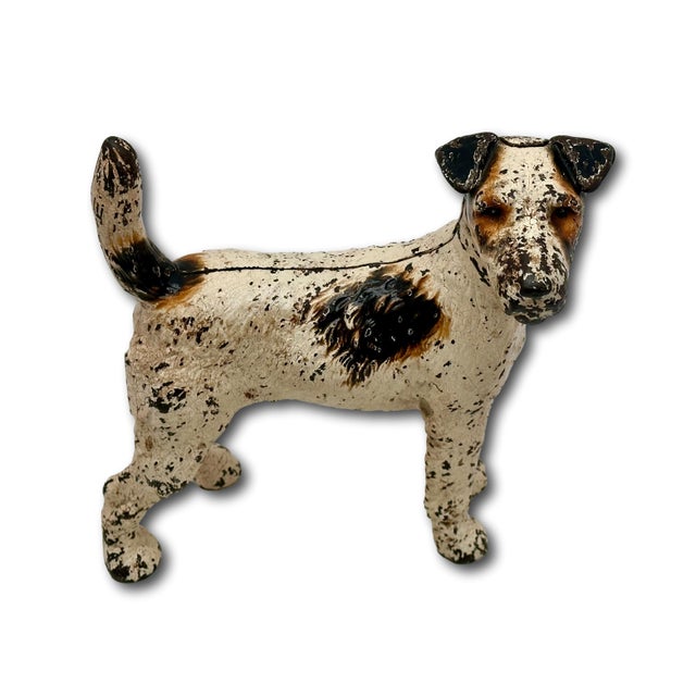 Hubley Manufacturing Company Vintage 1930s American Hubley Manufacturing Company Cast Iron Fox Terrier Dog Doorstop For Sale - Image 4 of 18