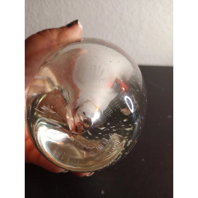 1970s Clear Art Glass Bullicante Apple Shaped Paper Weight For Sale - Image 5 of 8