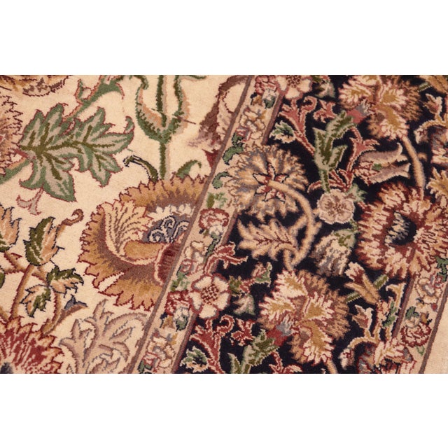 1990s Shabby Chic Floral 1990's Pak-Persian Ivory/Blue Wool Rug - 6'1'' X 9'1'' For Sale - Image 5 of 9