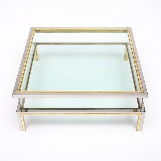 Chrome Romeo Rega Signed Coffee Table, Modernist Chrome and Brass, Circa 1960 For Sale - Image 8 of 9