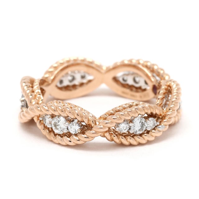 Roberto Coin .46ctw Diamond and Ruby Infinity Band Ring, 18k Rose Gold For Sale - Image 4 of 6