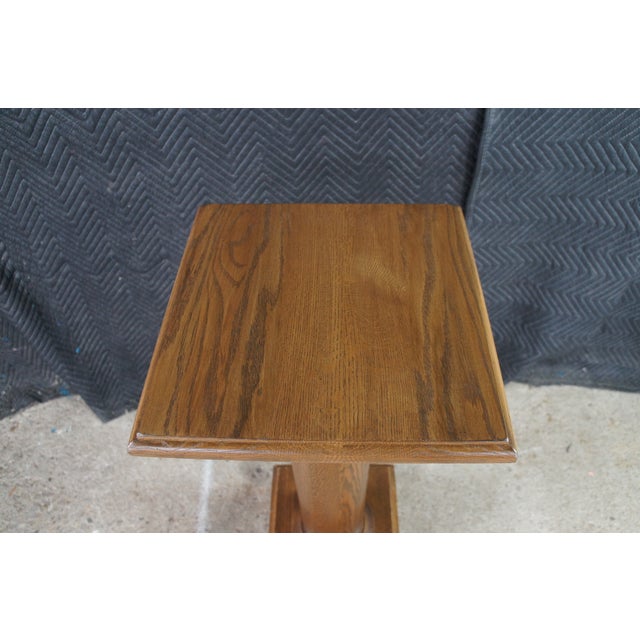 Brown Vintage Mission Arts & Crafts American Oak Sculpture Pedestal Plant Stand Column For Sale - Image 8 of 10