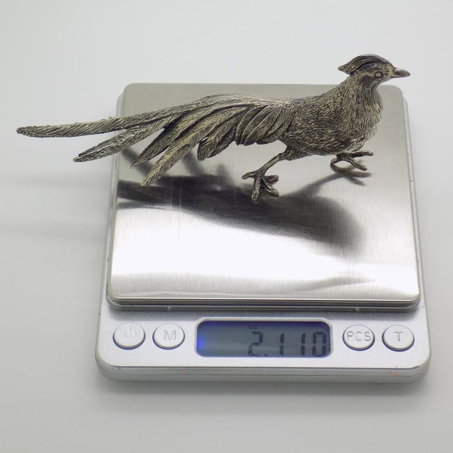 Vintage Italian Handmade Genuine Silver Pheasant Figurine by Raspini Gioielli, 1960s For Sale - Image 14 of 16