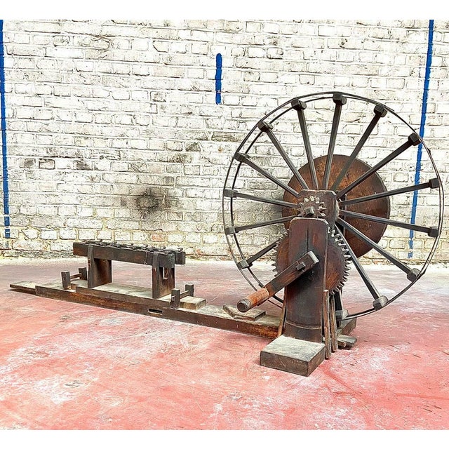 Brown Antique Japanese Spinning Wheel, 1890s For Sale - Image 8 of 11