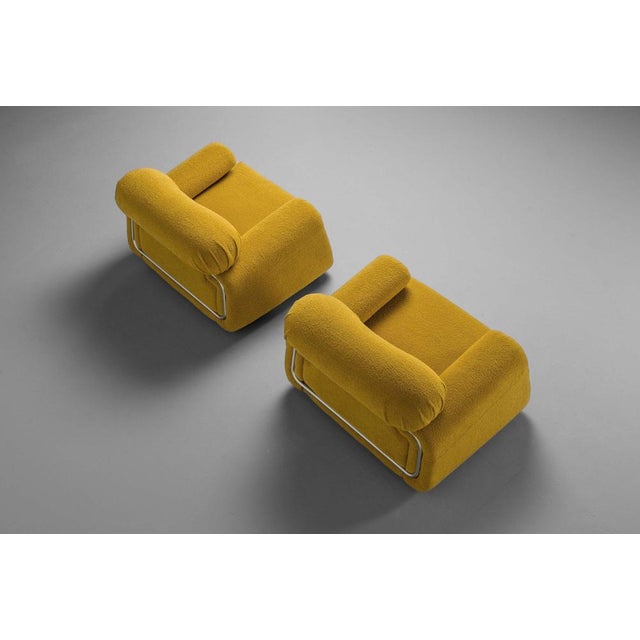 Lounge Chairs in Yellow Bouclé from Salotti B&T, Italy, 1970s, Set of 2 For Sale - Image 14 of 17