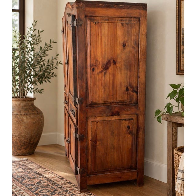 Rustic Late 20th Century Mexican Rustic Pine Armoire / Hacienda Cabinet — Hecho en Mexico For Sale - Image 3 of 10
