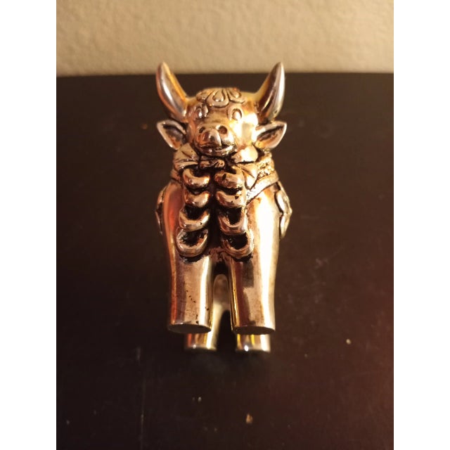 Contemporary 1970s Silver Plated Bull Figurine For Sale - Image 3 of 7