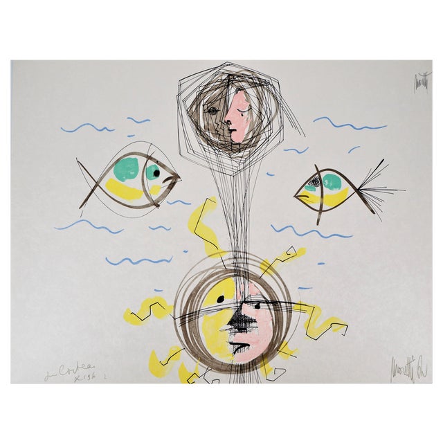 Raymond Moretti and Jean Cocteau, The Earth and the Sun, Original Lithograph For Sale