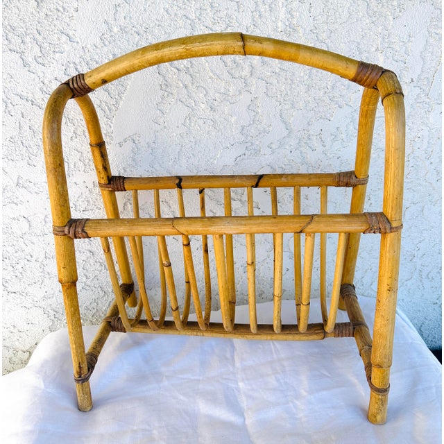 1960s Vintage Bent Bamboo Magazine Rack For Sale - Image 5 of 6
