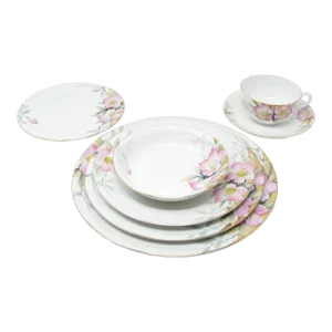 Vintage Noritake Azalea Porcelain Dinnerware Service for 18 With Floral Design - 126 Pieces
