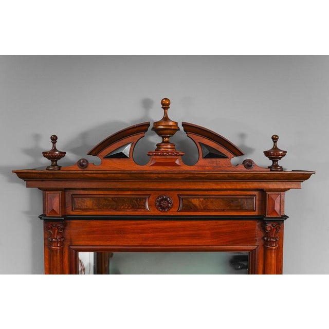Brown Gründerzeit Standing Mirror with Console in Walnut, 1800s For Sale - Image 8 of 18