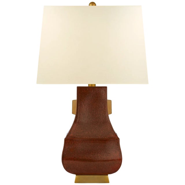 Kang Jug Large Table Lamp in Autumn Copper and Burnt Gold Accent with Natural Percale Shade Designer: Chapman & Myers...