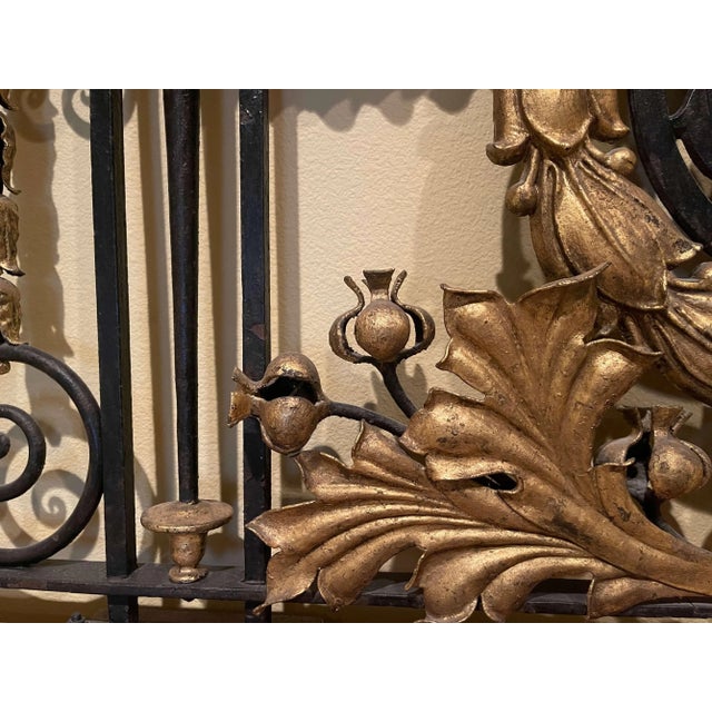 18th Century French Louis XVI Wrought Iron and Bronze King Size Headboard For Sale - Image 12 of 13