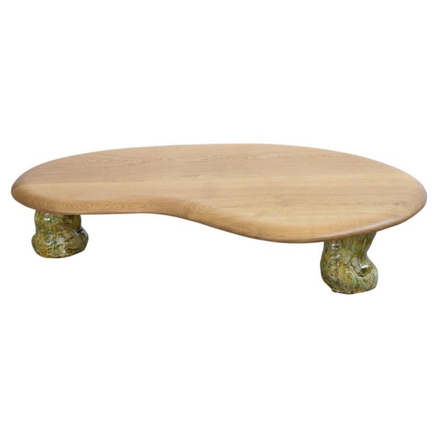 White Oak and Glazed Ceramic Coffee Table by Alexander Knysch For Sale - Image 15 of 15