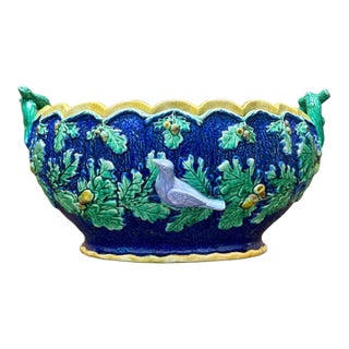 French Vintage Majolica , Scalloped Shape Center Bowl/ Planter. For Sale