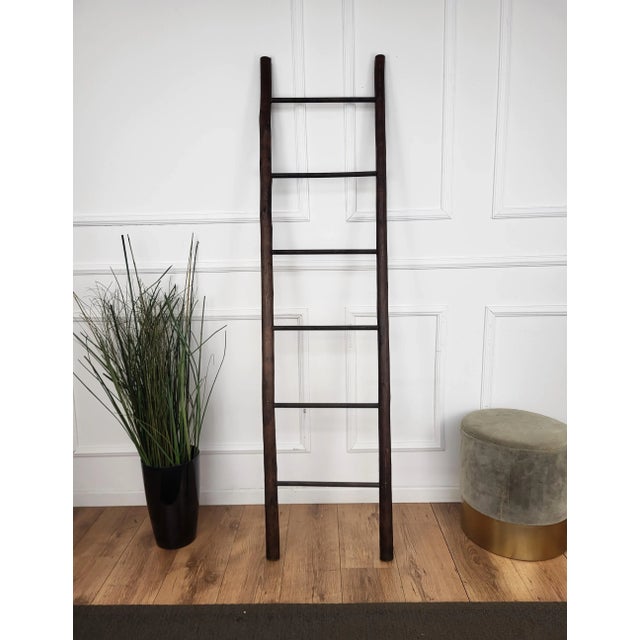 Rustic Vintage Italian Rustic Wooden Ladder Stair Step, 1980s For Sale - Image 3 of 8