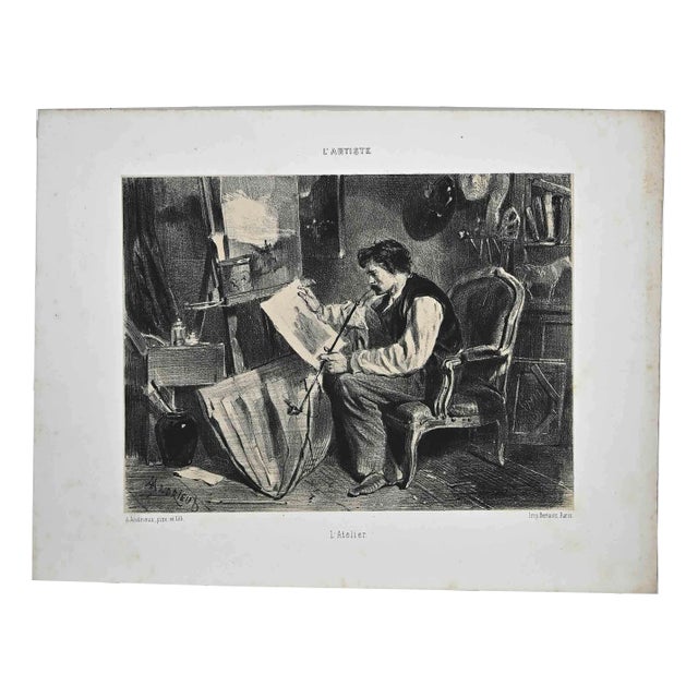 Auguste Andrieux, The Workshop, Original Lithograph, 1852 For Sale