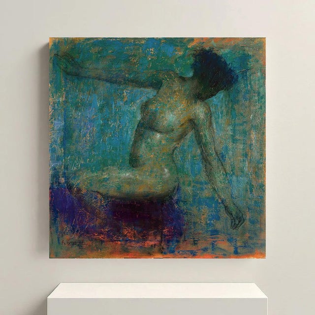 Verdi Vibrazioni is a 100 x 100 cm oil on canvas by Renato Criscuolo, defined by a powerful chromatic research in shades...