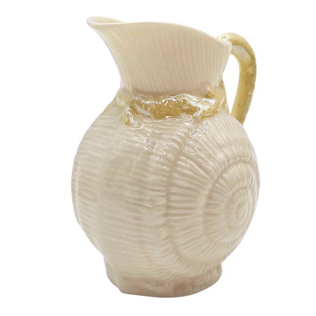 Belleek Irish Pottery Creamer and Sugar Bowl in Double Shell Seashell Design With Luster Glaze For Sale In San Francisco - Image 6 of 10