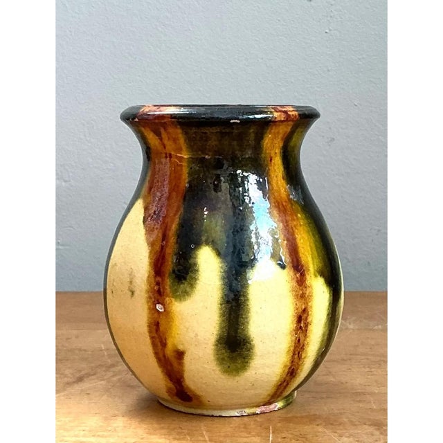 Mid-Century Modern Vintage Drip Glaze Ceramic Vase For Sale - Image 3 of 12