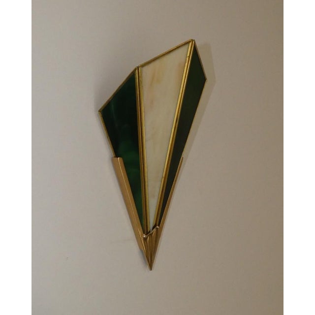 Vintage Brass and Synthetic Glass Wall Lights from Glashütte Limburg, 1980s, Set of 2 For Sale - Image 9 of 9