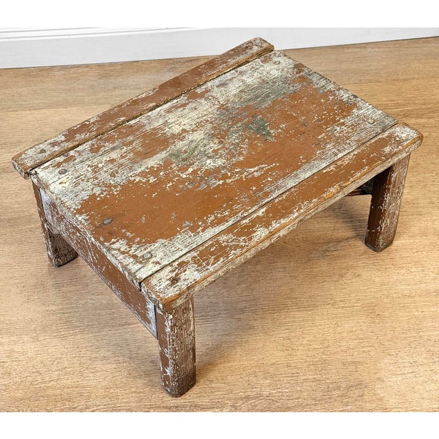 Antique Primitive Farmhouse Wood Step Foot Stool For Sale - Image 6 of 9