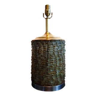 Woven Glass Fragments Cylinder Table Lamp For Sale