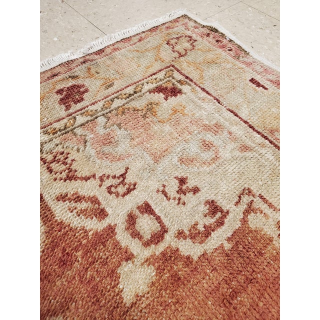 Antique Oushak Runner, Turkish and Oriental Rug, Handmade Beige and Orange Rug For Sale - Image 4 of 8
