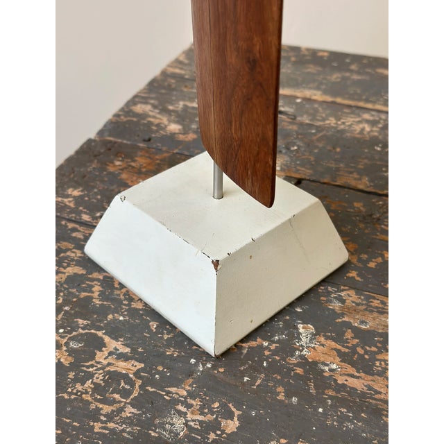 Vintage Large-Scale Teak Fin Sculpture With White Painted Base Base by Paul Bechtold, Circa Mid 20th Century For Sale - Image 11 of 18