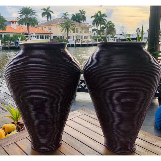 Gabriella Crespi Late 20th Century Pencil Reed Floor Vases - a Pair For Sale - Image 4 of 9