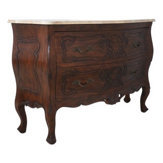 Italian 3 Drawer Continental Walnut Finish Commode For Sale