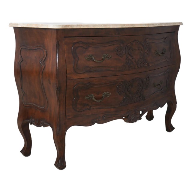Italian 3 Drawer Continental Walnut Finish Commode For Sale