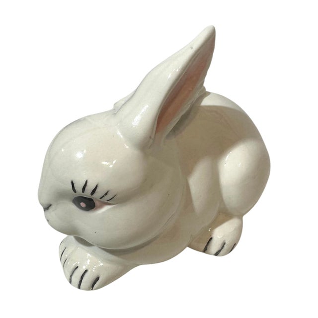 Vintage White Hand-Painted Ceramic Easter Bunny For Sale - Image 11 of 12