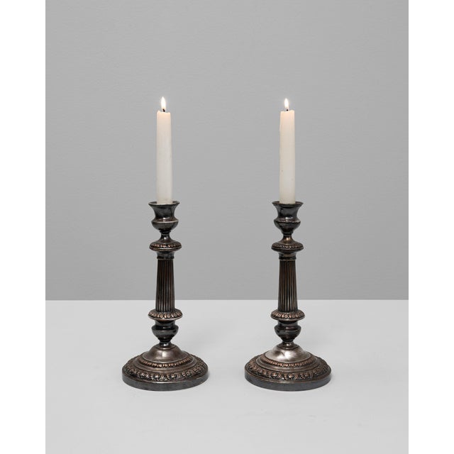 19th Century French Silver-Plated Candle Holders - A Pair For Sale - Image 17 of 18