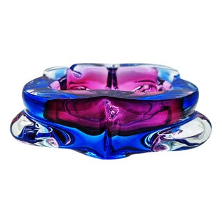 Vintage Pink and Sky Blue Ashtray in Murano Glass, 1960s For Sale