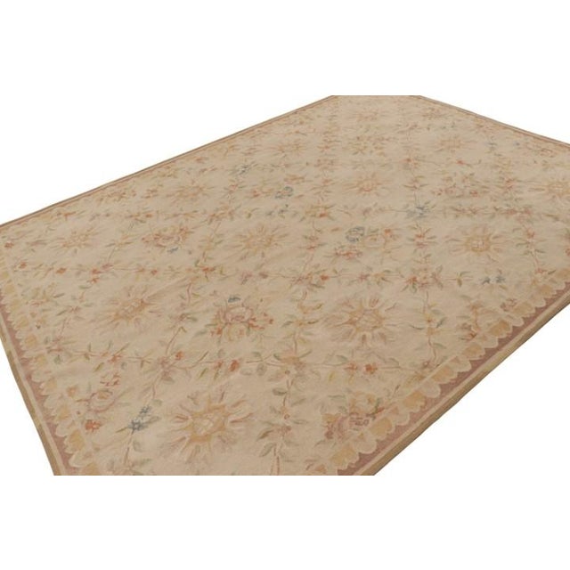 Rug & Kilim Rug & Kilim’s Aubusson Rug in Beige With Colorful Floral Patterns For Sale - Image 4 of 7