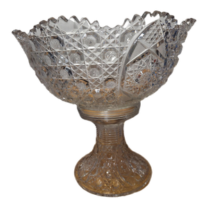 Antique McKee Glass Co. Eapg Punch Bowl With Stand – Circa 1894 Rotec Pattern | Victorian Pressed Lead Crystal