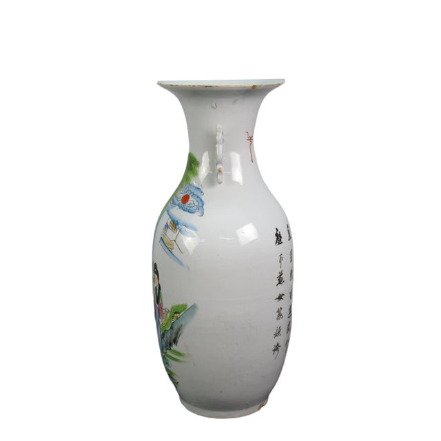Figurative Vintage Chinese Famille Rose Porcelain Vase For Sale - Image 3 of 13