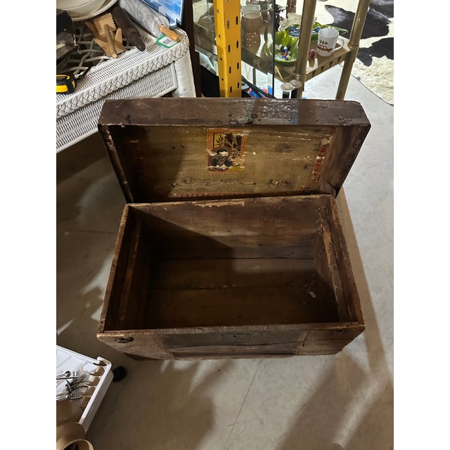 Wood Vintage Wooden Chest With Latches- Condition Issues For Sale - Image 7 of 7