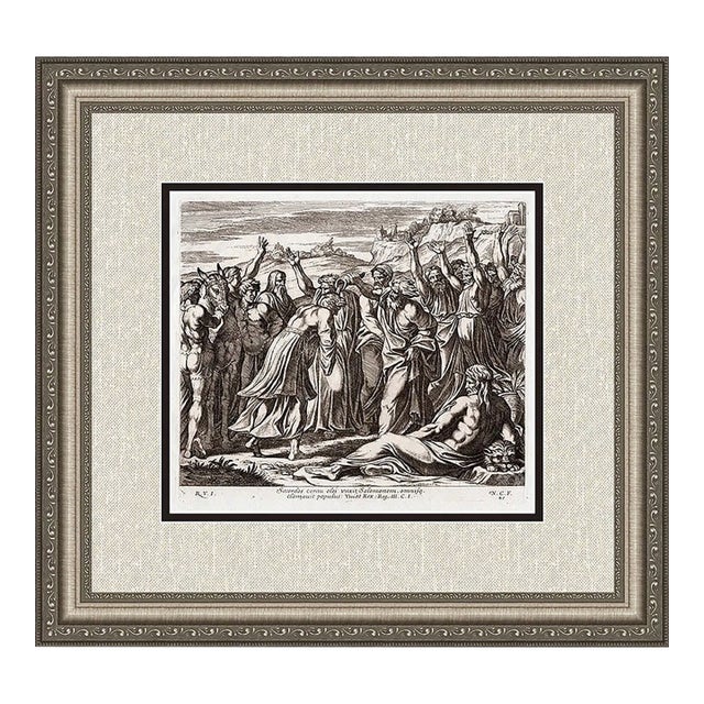Antique 1649 Nicolas Chaperon Engraving After Raphael – Solomon Anointed For Sale