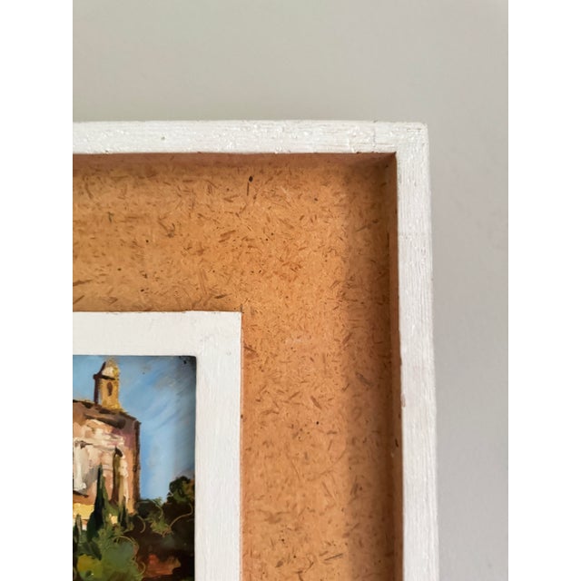 Blue Vintage Spanish Hillside Village Oil Painting by M. Castro, Signed For Sale - Image 8 of 11