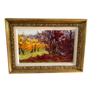 “Fall Orchard” by William Ternes – Framed Impressionist Oil on Board