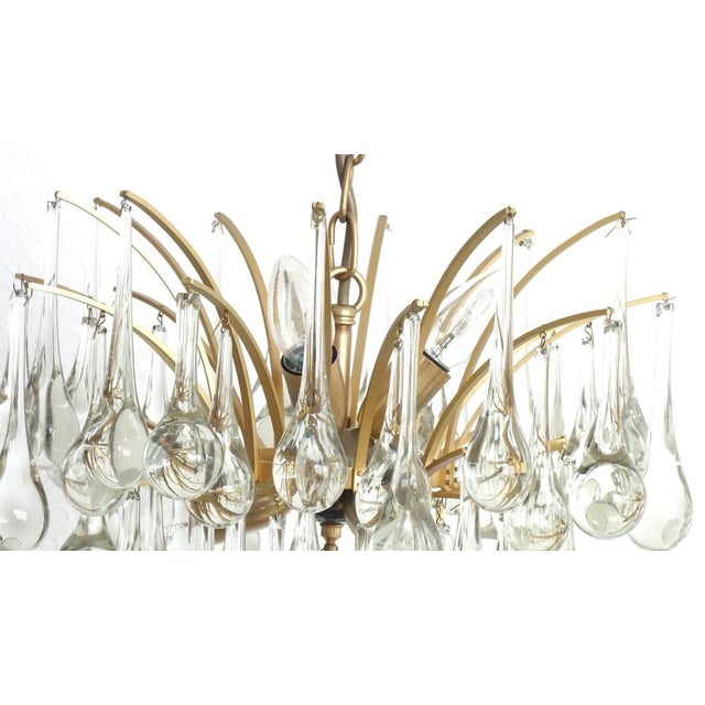 1970s Brass & Murano Glass Drop Chandelier from Christoph Palme, 1970s For Sale - Image 5 of 14