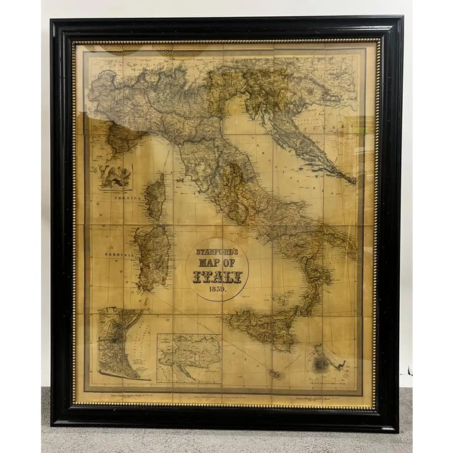 This expansive reproduction of the Stanford map of Italy brings old-world elegance to any room. Weathered and aged for an...