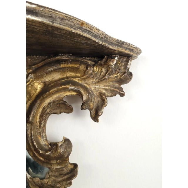 Silver Pair of Venetian Mecca and Mirrored Carved Wood Corner Shelves, Circa 1800 For Sale - Image 8 of 12