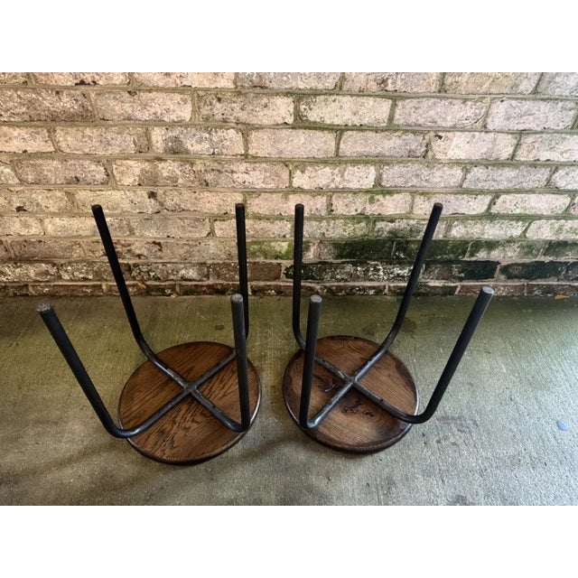 Wood and Metal Industrial Stool For Sale In New York - Image 6 of 9