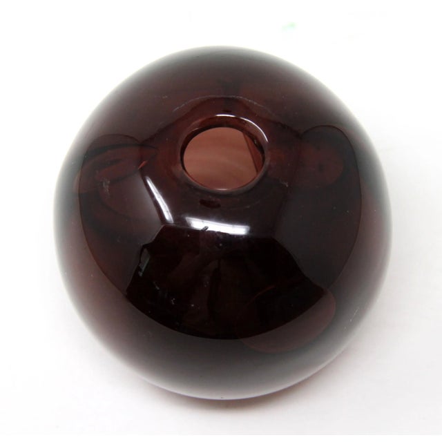 1972 Hand Blown Amethyst Art Glass Orb Vase For Sale In Providence - Image 6 of 11