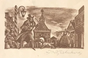 1943 Fritz Eichenberg Lithograph From the Novel Eugene Onegin