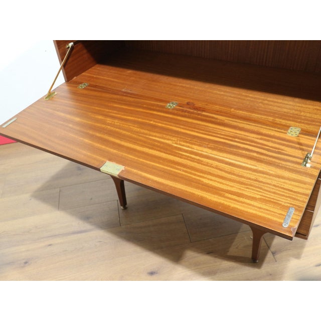 Wood Mid Century Modern Vintage Teak Bar Cart Cocktail Cabinet Dry Bar by Meredew For Sale - Image 7 of 16